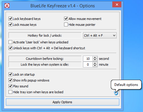 keyfreeze options